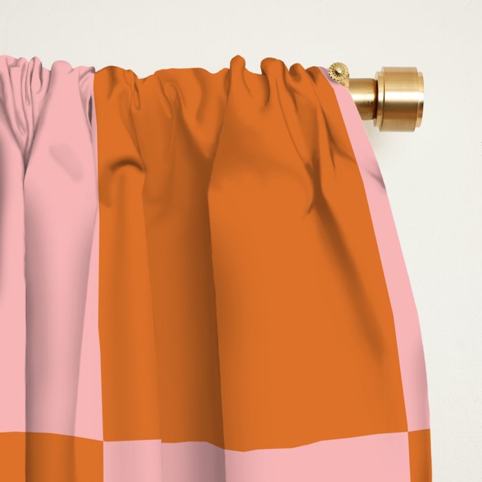 Checkerboard Check Pattern in Pink and Orange Window Curtain Gallery Image 2