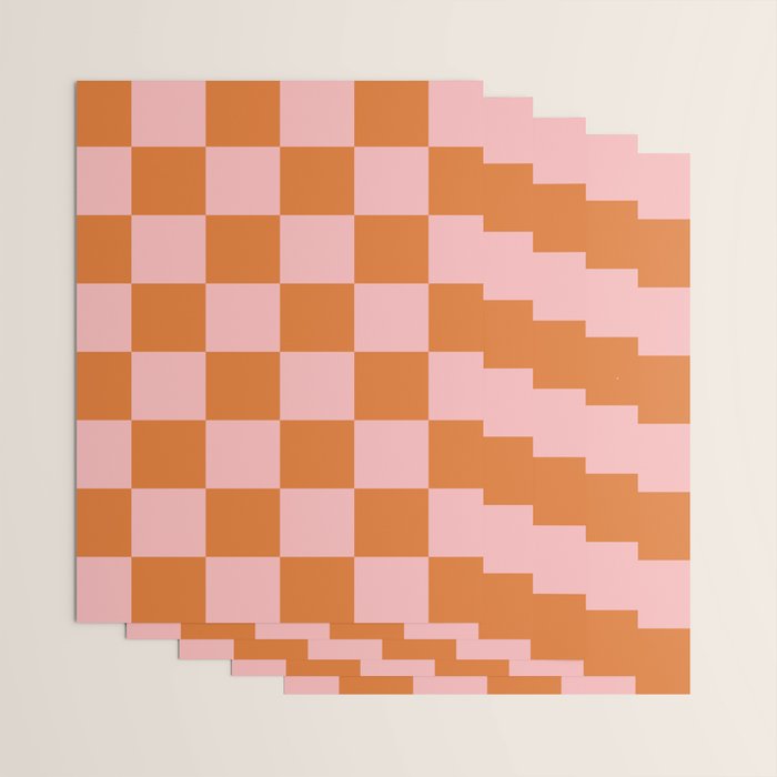 Checkerboard Check Pattern in Pink and Orange Wrapping Paper Gallery Image 3