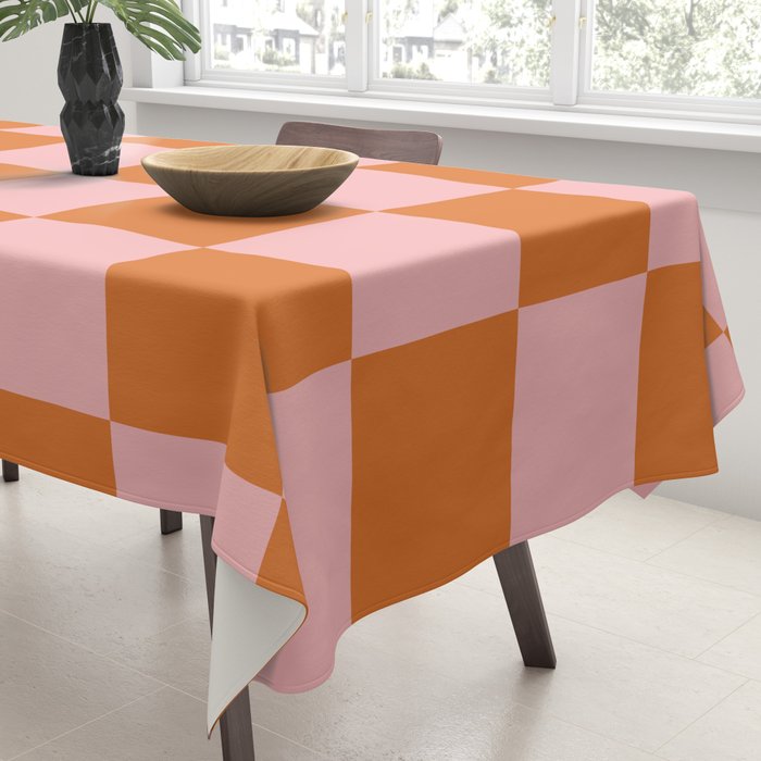 Checkerboard Check Pattern in Pink and Orange Tablecloth Gallery Image 3