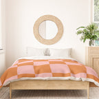 Checkerboard Check Pattern in Pink and Orange Duvet Cover Gallery Image 3