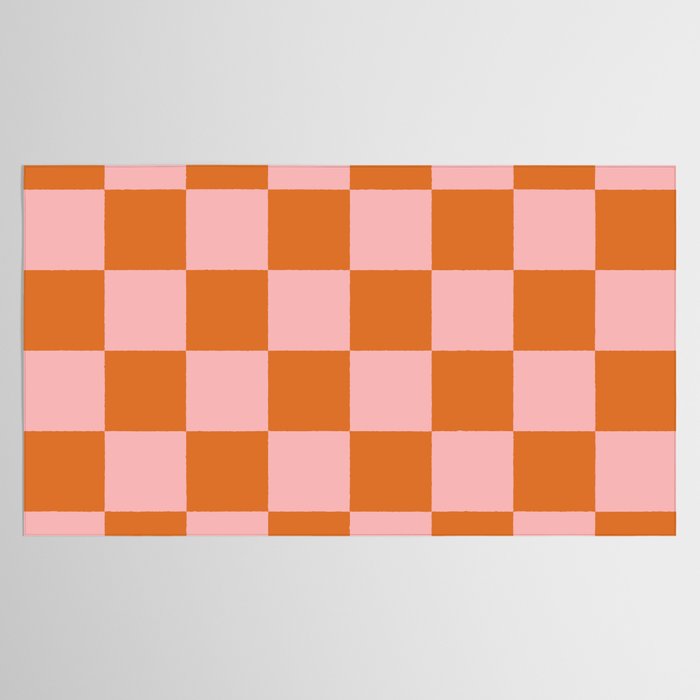Checkerboard Check Pattern in Pink and Orange Tablecloth Gallery Image 2