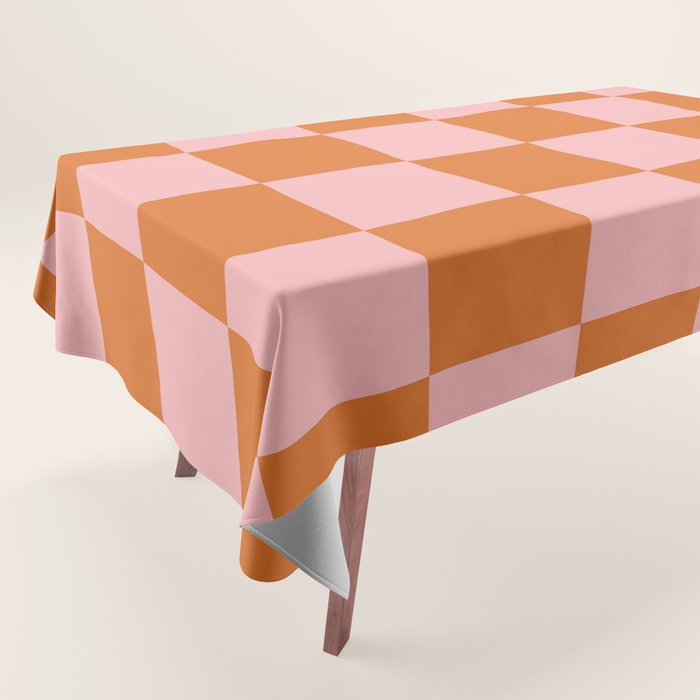 Checkerboard Check Pattern in Pink and Orange Tablecloth Gallery Image 1