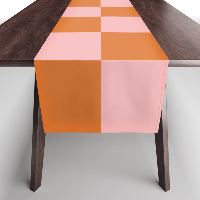 Checkerboard Check Pattern in Pink and Orange Table Runner Gallery Image 1
