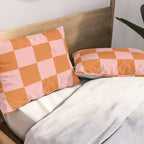 Checkerboard Check Pattern in Pink and Orange Pillow Sham Gallery Image 2