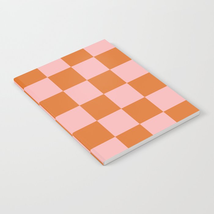 Checkerboard Check Pattern in Pink and Orange Notebook Gallery Image 1