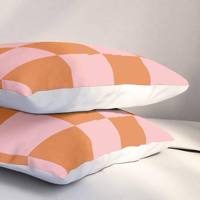 Checkerboard Check Pattern in Pink and Orange Pillow Sham Gallery Image 3