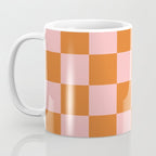 Checkerboard Check Pattern in Pink and Orange Coffee Mug Gallery Image 3