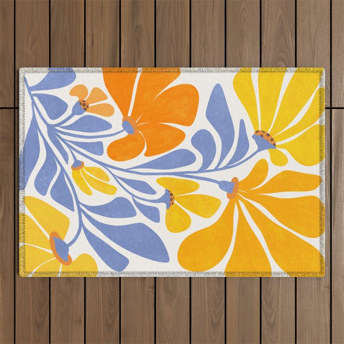 Joyful Sunflowers Floral Illustration Outdoor Rug Gallery Image 1