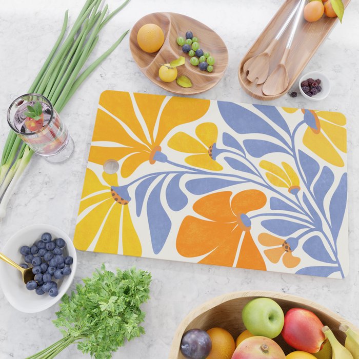 Joyful Sunflowers Floral Illustration Cutting Board Gallery Image 2