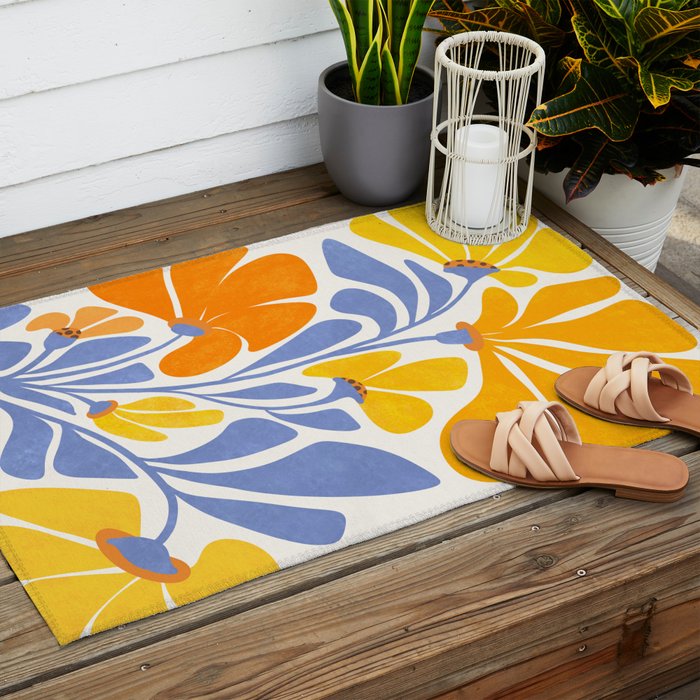 Joyful Sunflowers Floral Illustration Outdoor Rug Gallery Image 2