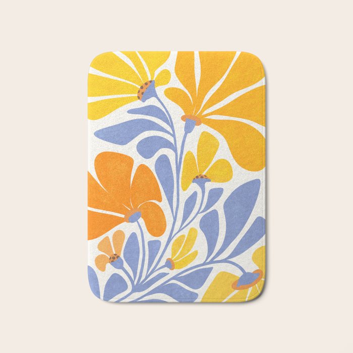 Joyful Sunflowers Floral Illustration Bath Mat Gallery Image 1