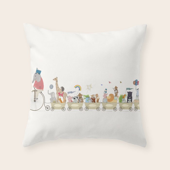 the happy parade Throw Pillow Gallery Image 6