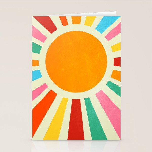 Retro Sunrise: Rainbow Edition Stationery Card Gallery Image 1