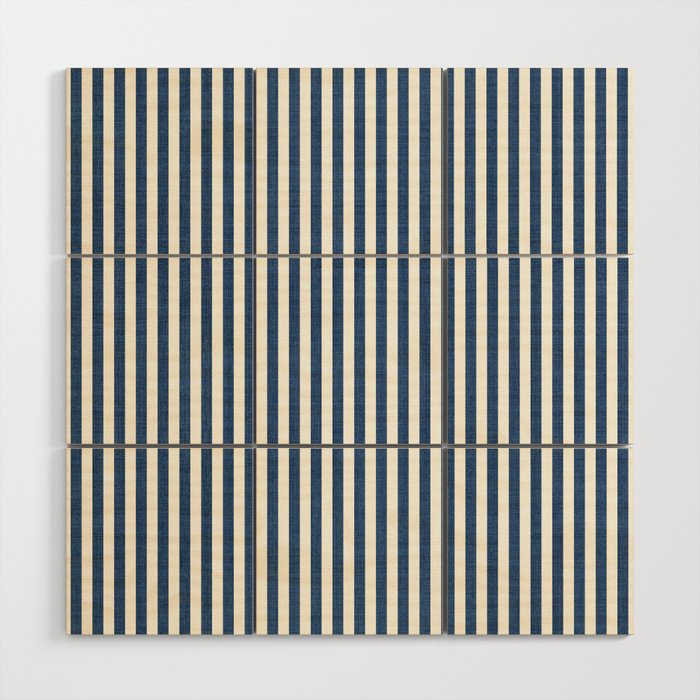 Pinstripe in Navy Blue Wood Wall Art Gallery Image 1
