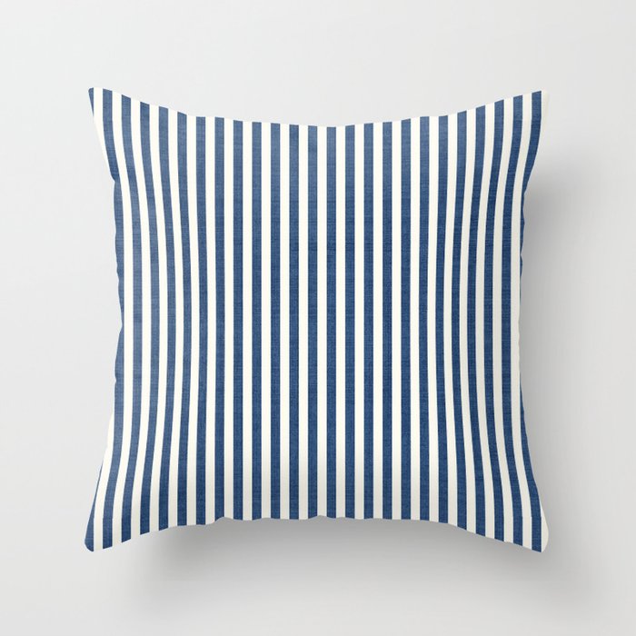 Pinstripe in Navy Blue Throw Pillow