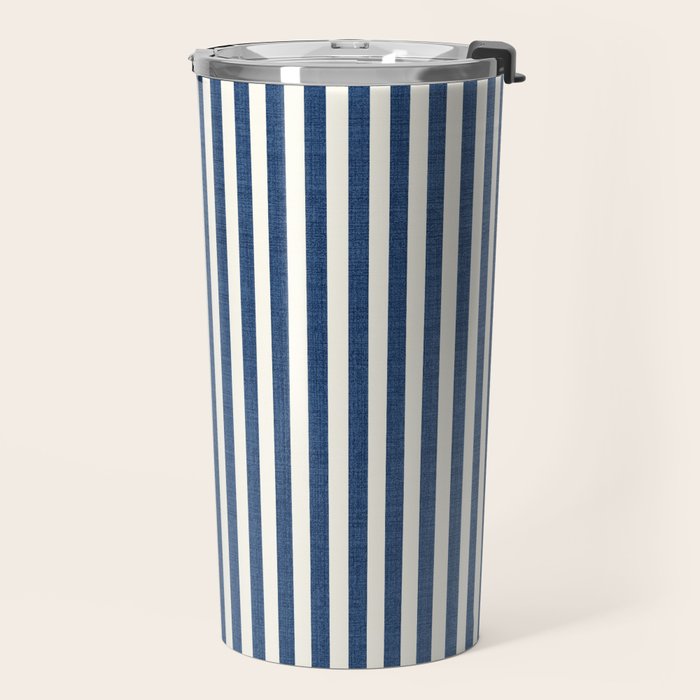 Pinstripe in Navy Blue Travel Mug Gallery Image 2