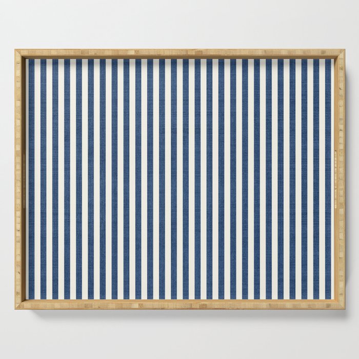 Pinstripe in Navy Blue Serving Tray Gallery Image 1