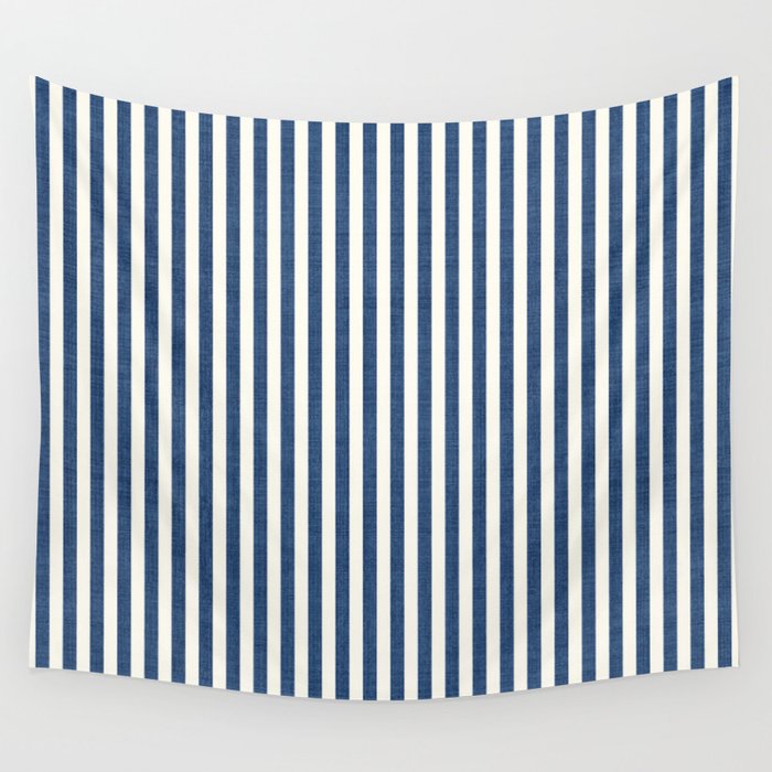 Pinstripe in Navy Blue Wall Tapestry Gallery Image 1