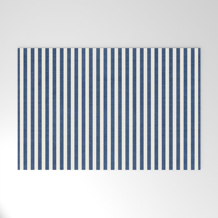 Pinstripe in Navy Blue Welcome Mat Gallery Image 1