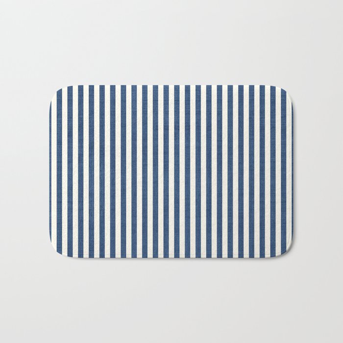 Pinstripe in Navy Blue Bath Mat Gallery Image 1