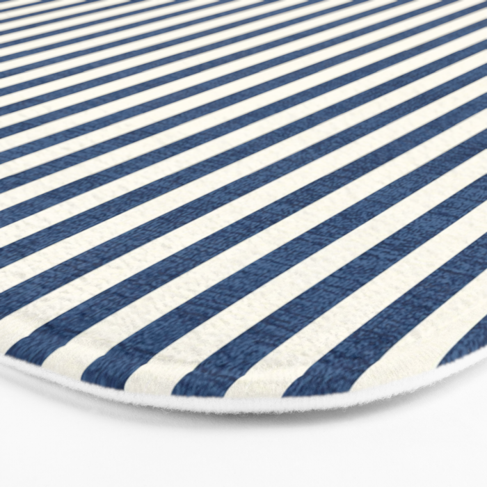 Pinstripe in Navy Blue Bath Mat Gallery Image 3