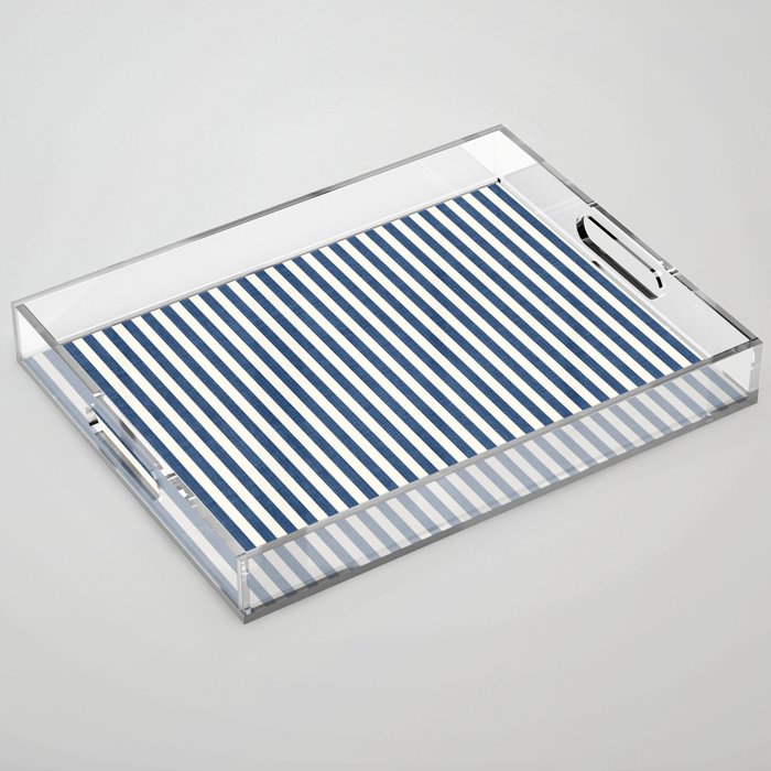 Pinstripe in Navy Blue Acrylic Tray Gallery Image 1