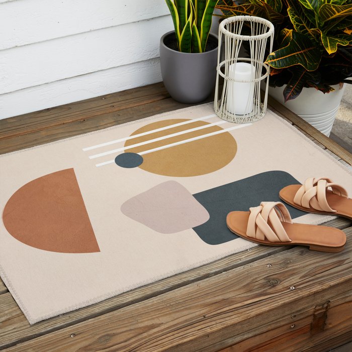 Minimal Abstract Shapes No.58 Outdoor Rug Gallery Image 2