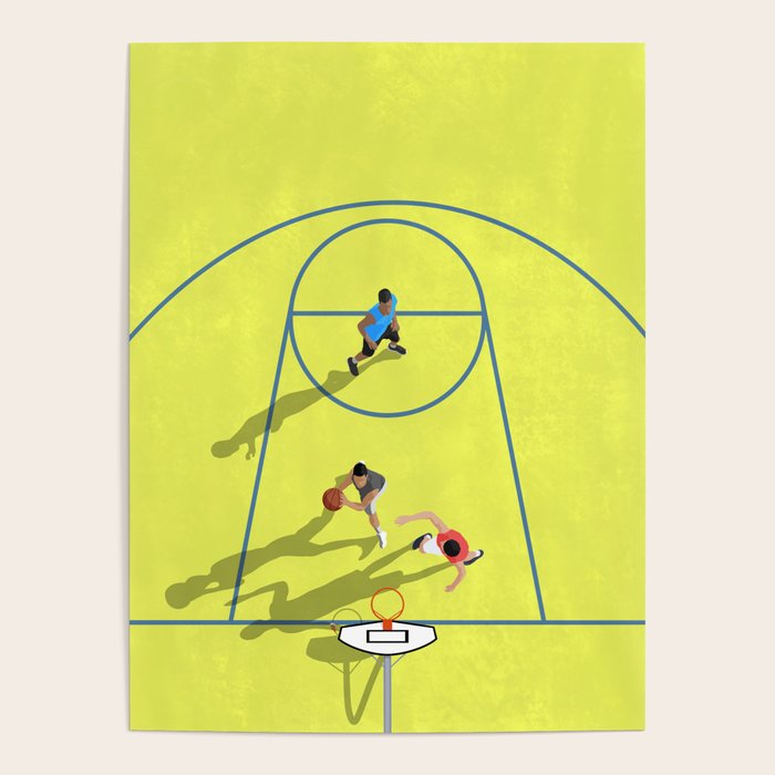 Bring Your Game to Life | Vibrant Yellow Basketball Court Artwork Poster Gallery Image 1