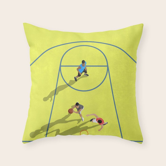 Bring Your Game to Life | Vibrant Yellow Basketball Court Artwork Throw Pillow Gallery Image 6