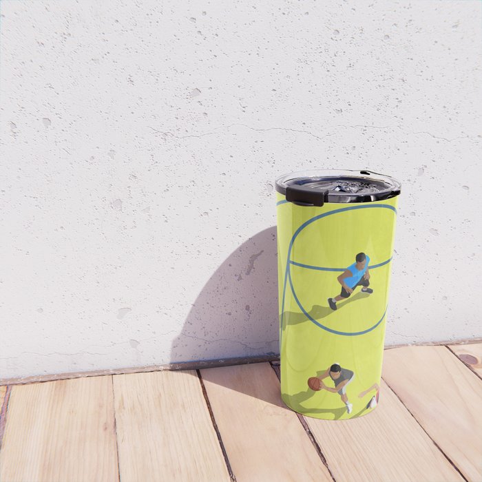 Bring Your Game to Life | Vibrant Yellow Basketball Court Artwork Travel Mug Gallery Image 4