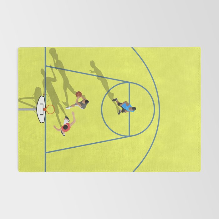 Bring Your Game to Life | Vibrant Yellow Basketball Court Artwork Rug Gallery Image 2