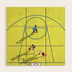 Bring Your Game to Life | Vibrant Yellow Basketball Court Artwork Wood Wall Art Gallery Image 1