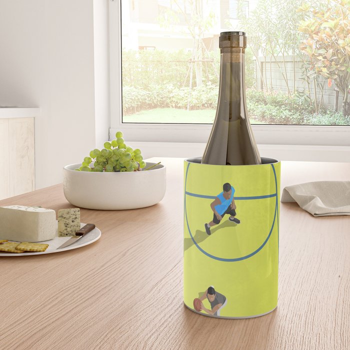 Bring Your Game to Life | Vibrant Yellow Basketball Court Artwork Wine Chiller Gallery Image 4