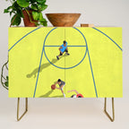 Bring Your Game to Life | Vibrant Yellow Basketball Court Artwork Credenza Gallery Image 1
