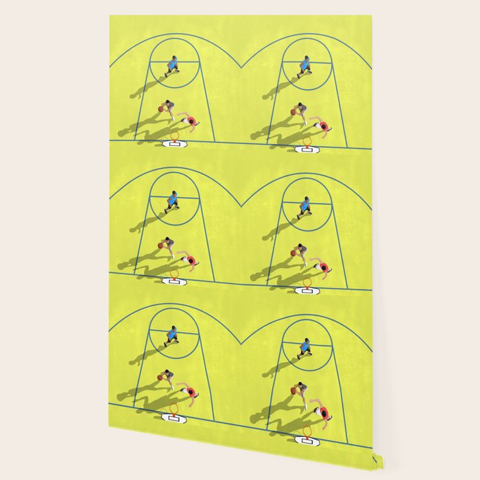 Bring Your Game to Life | Vibrant Yellow Basketball Court Artwork Wallpaper Gallery Image 2