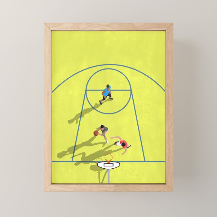 Bring Your Game to Life | Vibrant Yellow Basketball Court Artwork Mini Art Print Gallery Image 1