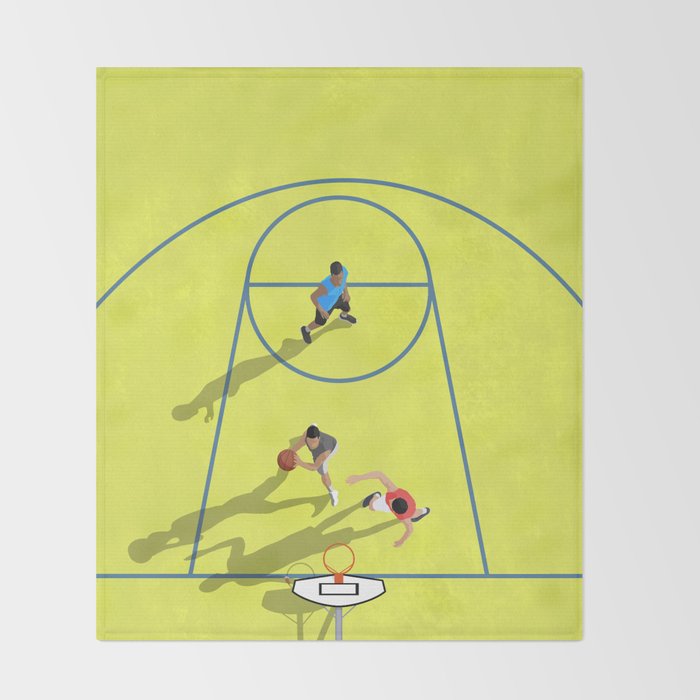 Bring Your Game to Life | Vibrant Yellow Basketball Court Artwork Throw Blanket Gallery Image 2