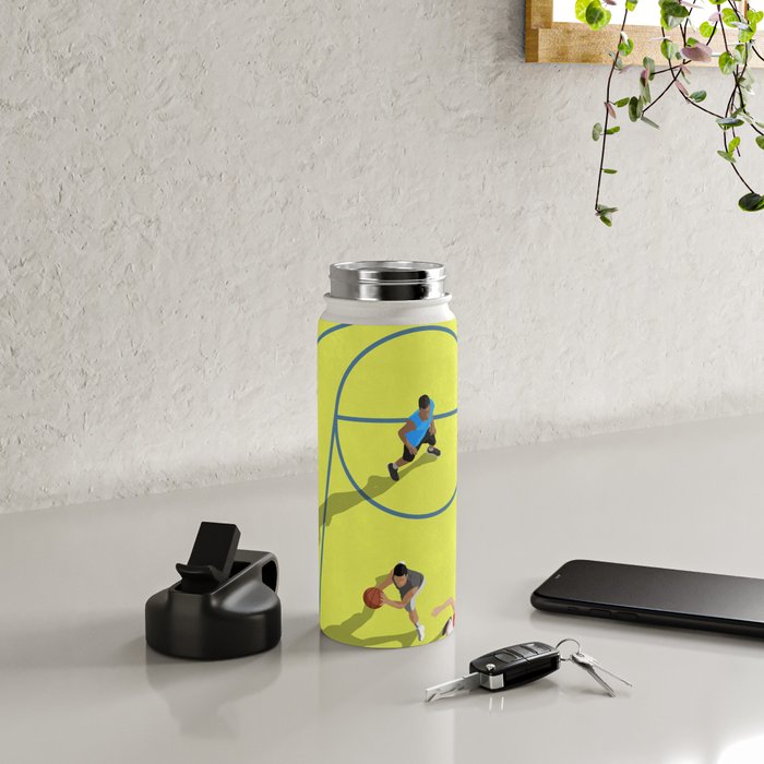 Bring Your Game to Life | Vibrant Yellow Basketball Court Artwork Water Bottle Gallery Image 4