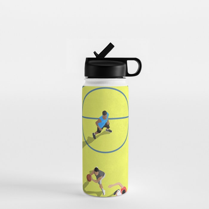 Bring Your Game to Life | Vibrant Yellow Basketball Court Artwork Water Bottle Gallery Image 1