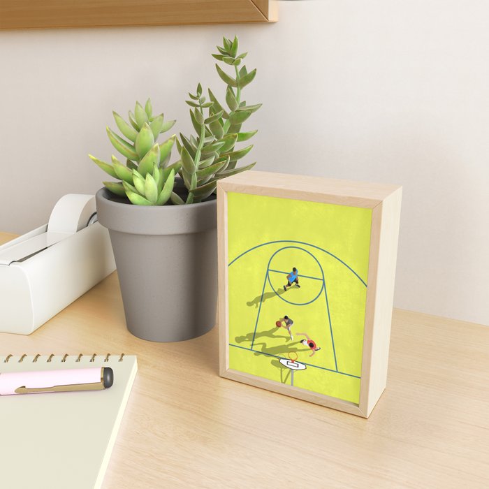 Bring Your Game to Life | Vibrant Yellow Basketball Court Artwork Mini Art Print Gallery Image 2