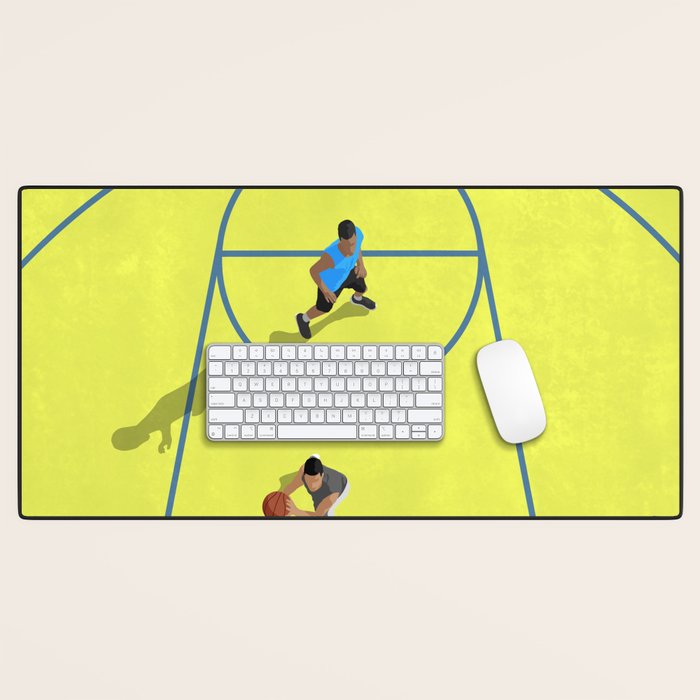 Bring Your Game to Life | Vibrant Yellow Basketball Court Artwork Desk Mat Gallery Image 1