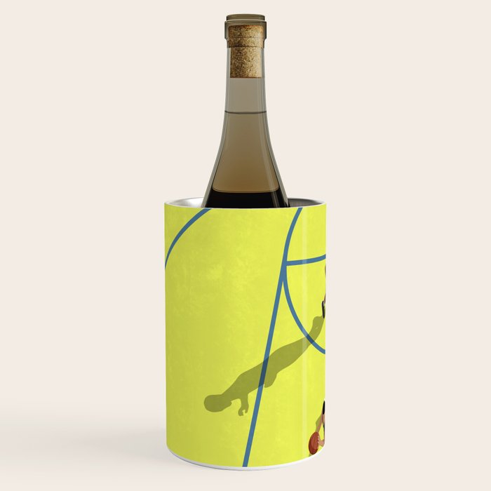 Bring Your Game to Life | Vibrant Yellow Basketball Court Artwork Wine Chiller Gallery Image 2