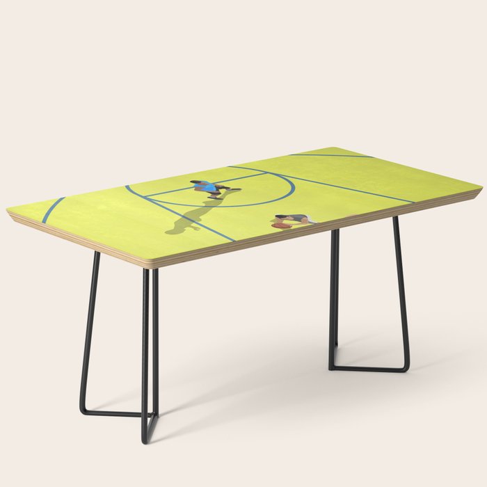 Bring Your Game to Life | Vibrant Yellow Basketball Court Artwork Coffee Table Gallery Image 1