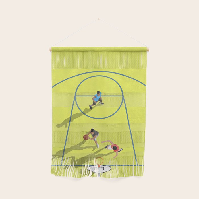 Bring Your Game to Life | Vibrant Yellow Basketball Court Artwork Wall Hanging Gallery Image 1
