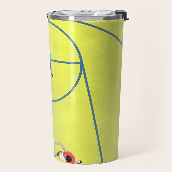 Bring Your Game to Life | Vibrant Yellow Basketball Court Artwork Travel Mug Gallery Image 2