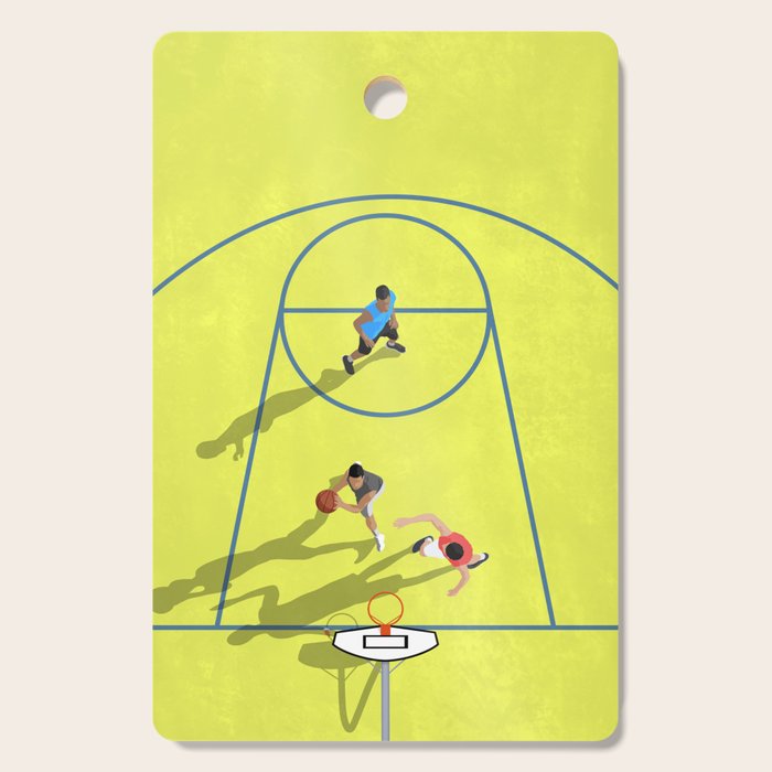 Bring Your Game to Life | Vibrant Yellow Basketball Court Artwork Cutting Board Gallery Image 1