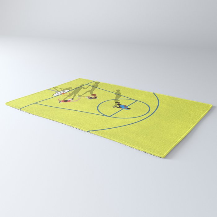 Bring Your Game to Life | Vibrant Yellow Basketball Court Artwork Rug Gallery Image 3