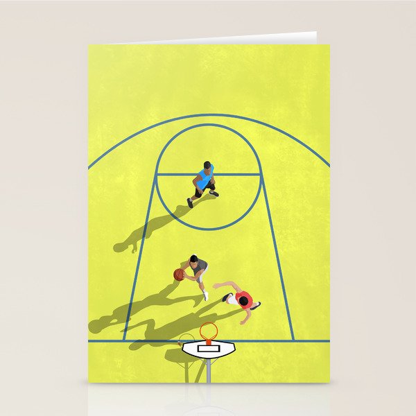 Bring Your Game to Life | Vibrant Yellow Basketball Court Artwork Stationery Card Gallery Image 2