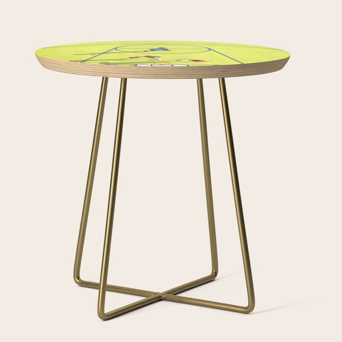 Bring Your Game to Life | Vibrant Yellow Basketball Court Artwork Side Table Gallery Image 1
