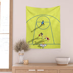 Bring Your Game to Life | Vibrant Yellow Basketball Court Artwork Wall Tapestry Gallery Image 2